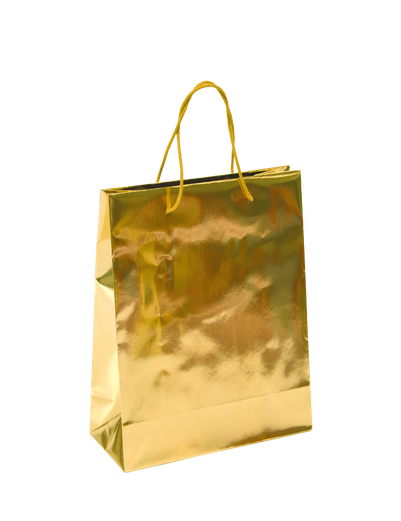 BOLIS - Papírová taška zlatá lesklá-střední